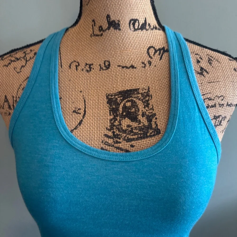 Nike Womens Dri-Fit Athletic Workout Gym Racerback Tank Top Teal‎ Blue Size XS